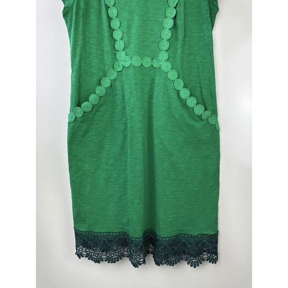*Altered* BODEN Saskia Jersey Trim Dress Medallion Kelly Green Pockets Size 10 - Picture 5 of 13